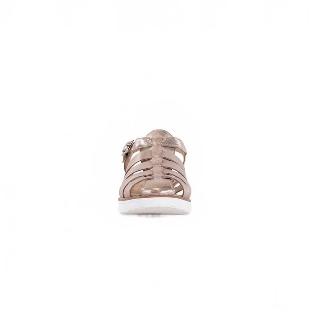 NEW DJANGO & JULIETTE women's oblight sandals in platino scratch leather/ white - Picture 3 of 3